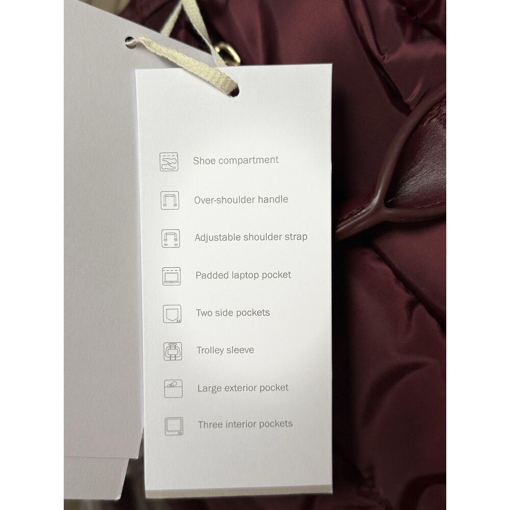 New! iPack Puffy Tote Bag With Shoe Compartment, Padded Laptop Pocket In Wine - Picture 9 of 13
